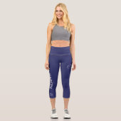Personalisierte Pilates Crew Reformer / Mat Blau Capri Leggings (Vorderseite)