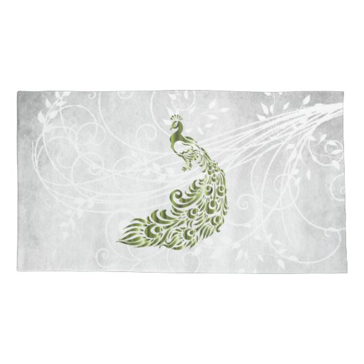 Personalisierte Pillowcases mit grünen Pfauenfälle Kissenbezug (Rückseite-Links)