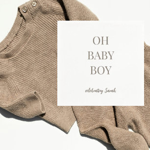 Personalisierte Pilz-Taupe-Baby-boy-Party Serviette