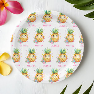 Personalisierte Pineapple Aloha 1. Geburtstagsfeie Pappteller