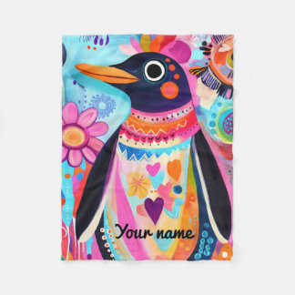 Personalisierte Pinguin-Decke: Farbige Arktis Fleecedecke