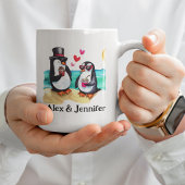 Personalisierte Pinguin-Doppelnamen Kaffeetasse