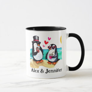 Personalisierte Pinguin-Doppelnamen Tasse