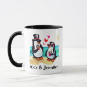 Personalisierte Pinguin-Doppelnamen Tasse (Links)