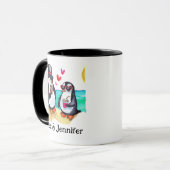Personalisierte Pinguin-Doppelnamen Tasse (Vorderseite Links)