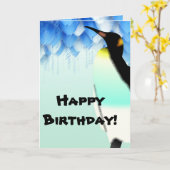 Personalisierte Pinguin Happy Birthday Grußkarte Karte (Gelbe Blume)