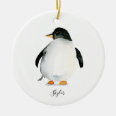 Personalisierte Pinguin-Ornament handbemalt Keramik Ornament (Vorne)