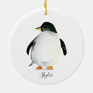 Personalisierte Pinguin-Ornament handbemalt Keramik Ornament