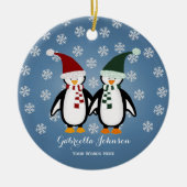 Personalisierte Pinguin-Ornament Keramik Ornament (Vorne)