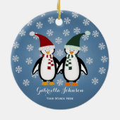 Personalisierte Pinguin-Ornament Keramik Ornament (Hinten)