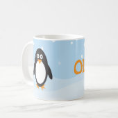 Personalisierte Pinguin-Tasse mit schneebedecktem  Kaffeetasse (Vorderseite Links)