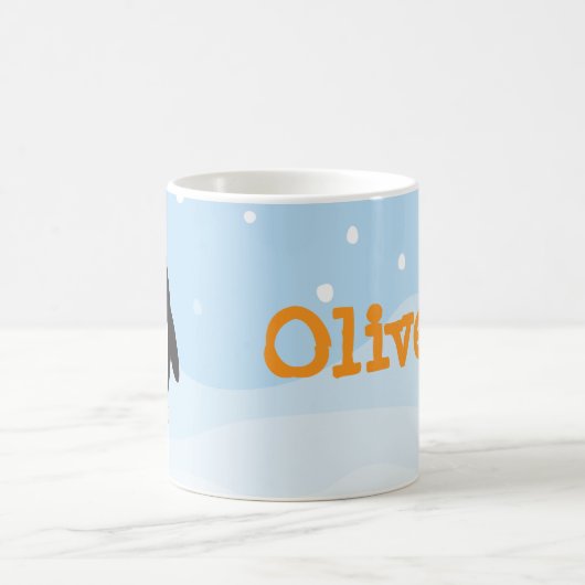 Personalisierte Pinguin-Tasse mit schneebedecktem Kaffeetasse (Mittel)