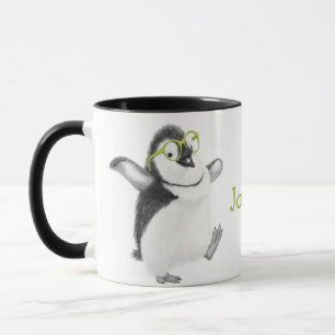 Personalisierte Pinguin-Tasse mit schwarzer Hand Tasse