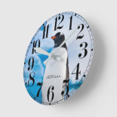 Personalisierte Pinguinaluhr Runde Wanduhr (Winkel)