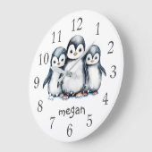 Personalisierte Pinguine Kinderzimmer Wall Clock Große Wanduhr (Winkel)