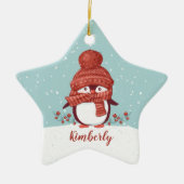 Personalisierte Pinguine Weihnachten Keramik Ornament (Vorne)