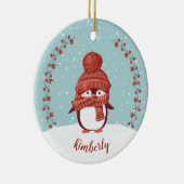 Personalisierte Pinguine Weihnachten Keramik Ornament (Rechts)