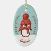 Personalisierte Pinguine Weihnachten Keramik Ornament (Rechts)