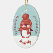 Personalisierte Pinguine Weihnachten Keramik Ornament (Links)