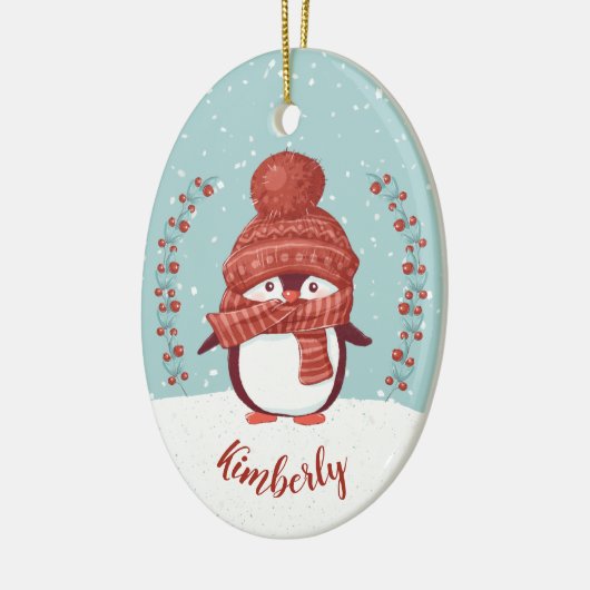 Personalisierte Pinguine Weihnachten Keramik Ornament (Links)