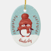 Personalisierte Pinguine Weihnachten Keramik Ornament (Vorne)