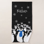 Personalisierte Pinguinfamilie Badehandtuch (Badehandtuch)