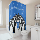 Personalisierte Pinguinfamilie Duschvorhang (Beispiel)