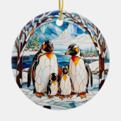 Personalisierte Pinguinfamilie Keramik Ornament (Vorne)