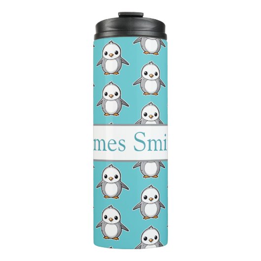 Personalisierte Pinguinkinder trinken Schuster Thermosbecher (Vorderseite)