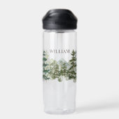 Personalisierte Pinienwälder und Berglandschaft Trinkflasche (Rückseite)