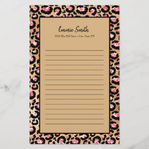 Personalisierte Pink Black Brown Cheetah Leopard L Briefpapier
