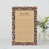 Personalisierte Pink Black Brown Cheetah Leopard L Briefpapier (Stehend Vorderseite)
