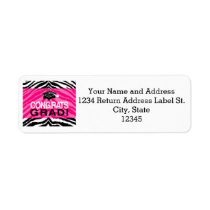 Personalisierte Pink Black Zebra Graduierungsparty
