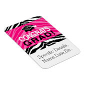 Personalisierte Pink Black Zebra Graduierungsparty Magnet (Rechte Seite)