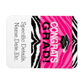 Personalisierte Pink Black Zebra Graduierungsparty Magnet (Horizontal)