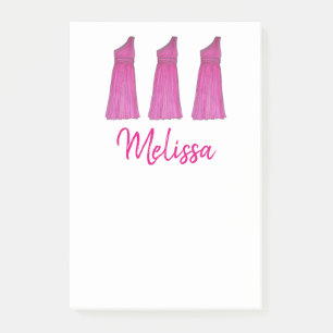 Personalisierte Pink Bridesmaid Dress Wedding Part Post-it Klebezettel