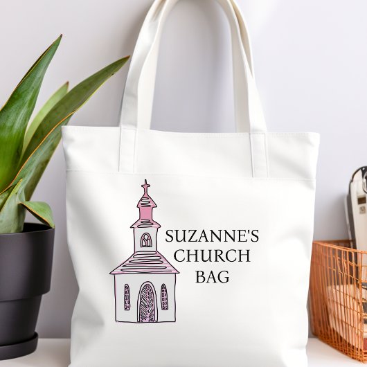 Personalisierte Pink Church Bag, Cross Chapel Tragetasche