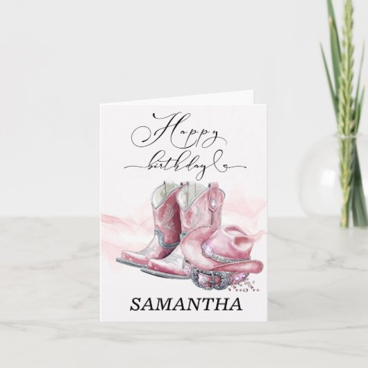 Personalisierte Pink Cowgirl-Geburtstagskarte Karte (Vorderseite)