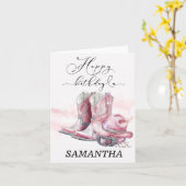 Personalisierte Pink Cowgirl-Geburtstagskarte Karte (Gelbe Blume)