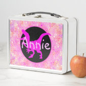 Personalisierte PInk Dinosaurier-Ausblenden Metall Brotdose (Beispiel)