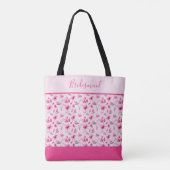 Personalisierte Pink Floral Bridesmaid Hochzeitsfe Tasche (Rückseite)