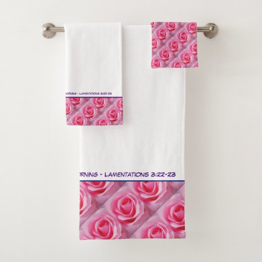 Personalisierte PINK FLORAL ROSE Christliche Schri Badhandtuch Set (Insitu)
