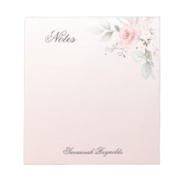 Personalisierte PINK FLORAL-ROSE Notizblock