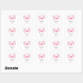 Personalisierte Pink Footprints Hearts Baby Dusche Quadratischer Aufkleber (Blatt)