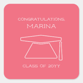 Personalisierte Pink Graduation Party Quadratischer Aufkleber