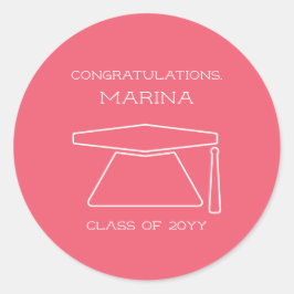 Personalisierte Pink Graduation Party Runder Aufkleber