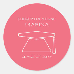 Personalisierte Pink Graduation Party Runder Aufkleber