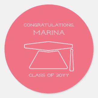 Personalisierte Pink Graduation Party Runder Aufkleber