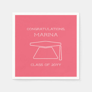 Personalisierte Pink Graduation Party Serviette