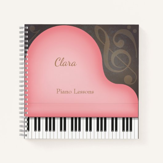 Personalisierte Pink Grand Piano Music Lover Notizblock (Vorderseite)